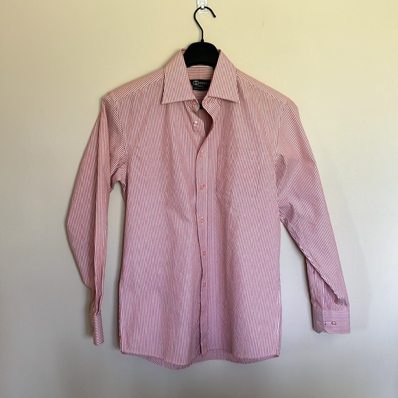 Gucci 100percent cotton men’s shirt in gorgeous coral red stripe. Like new! - Picture 2 of 4